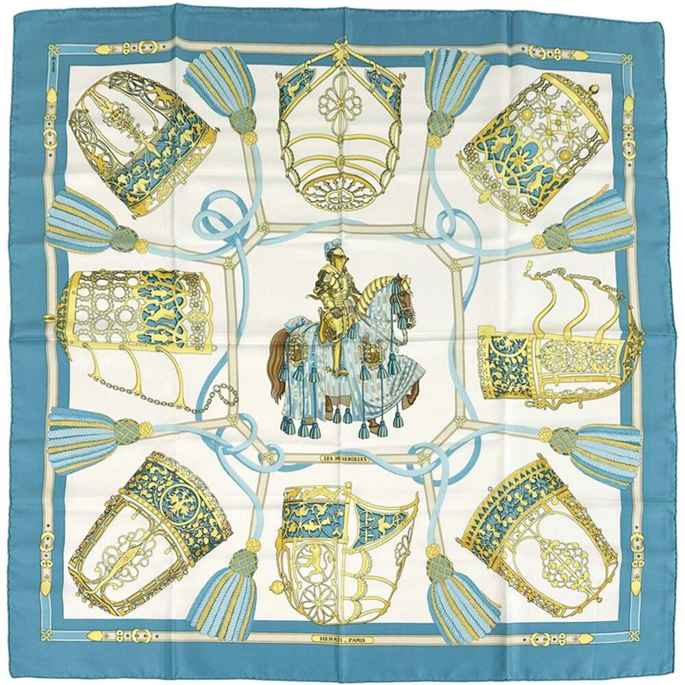 HERMES Blue Silk Scarf